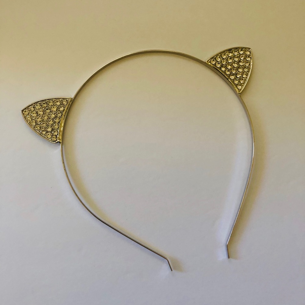New cat ears silver rhinestone headband - Picture 3 of 6
